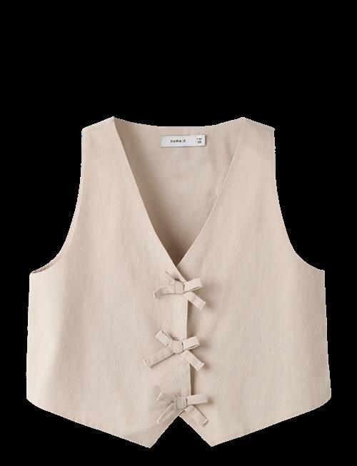 name it | Nkffalinnen Cropped Waistcoat | 134-140
