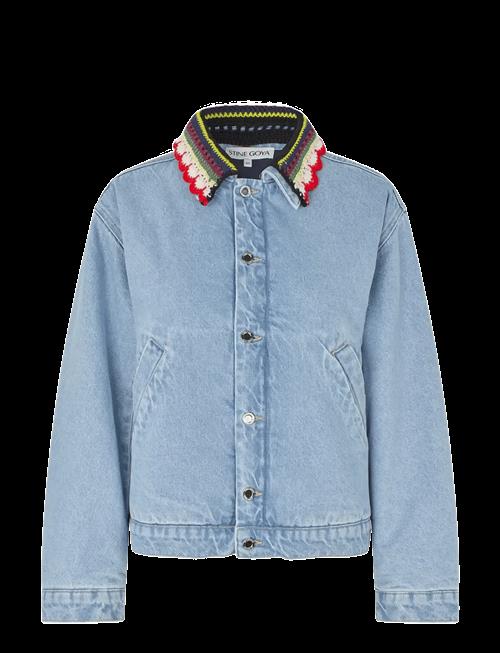 STINE GOYA | Double Rinse Denim, Collared Cropped Bomber | M