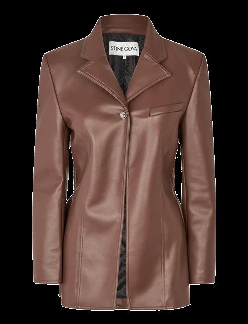 STINE GOYA | Bonded Faux Leather, Fitted Single Breasted Jacket | XS