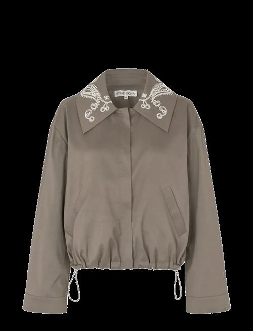 STINE GOYA | Embroidered Canvas, Blouson Eyelet Bomber | S