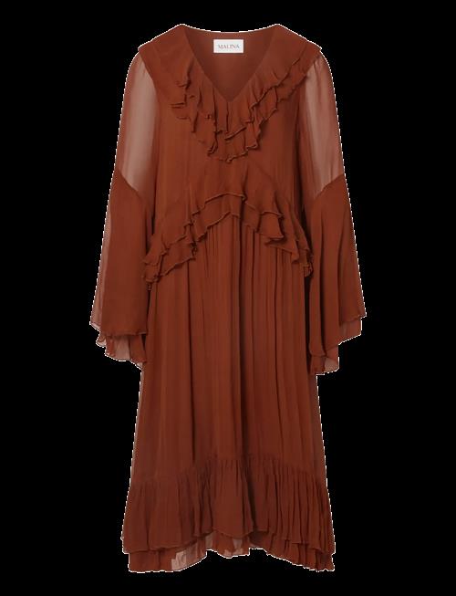 Malina | Wilhelmina Ruffled Chiffon Midi Dress | 42