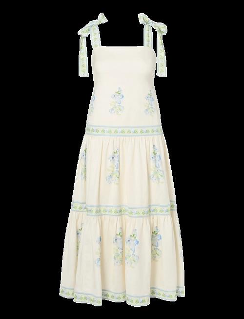 Malina | Stefania Tie Strap Embroidered Midi Dress | 40