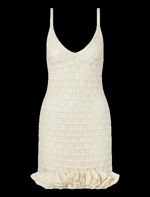 Malina | Nelle Pointelle Ruffled Mini Dress | S