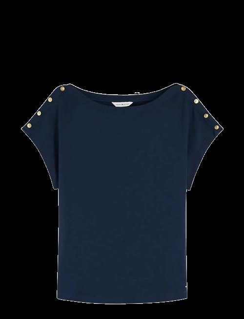 Tommy Hilfiger | Gold Btn Cap-Slv Boat-Nk Tee | XS