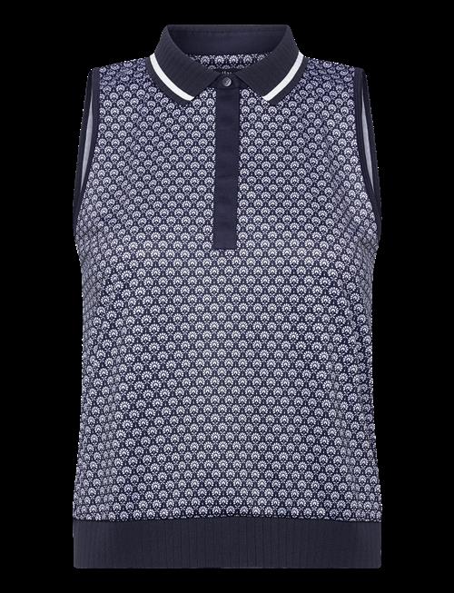 Callaway | Sleeveless Geo Print Rib Collar Polo | S