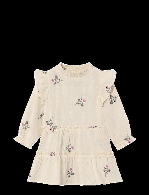 Fliink | Dobby Ls Rose Embr Dress | 104