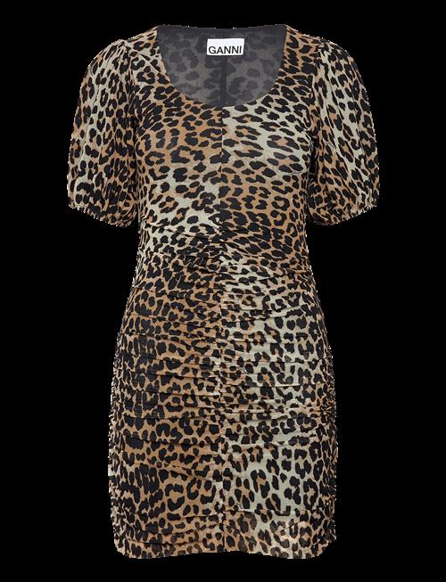 GANNI | Printed Mesh Puff Sleeve Mini Dress | 42