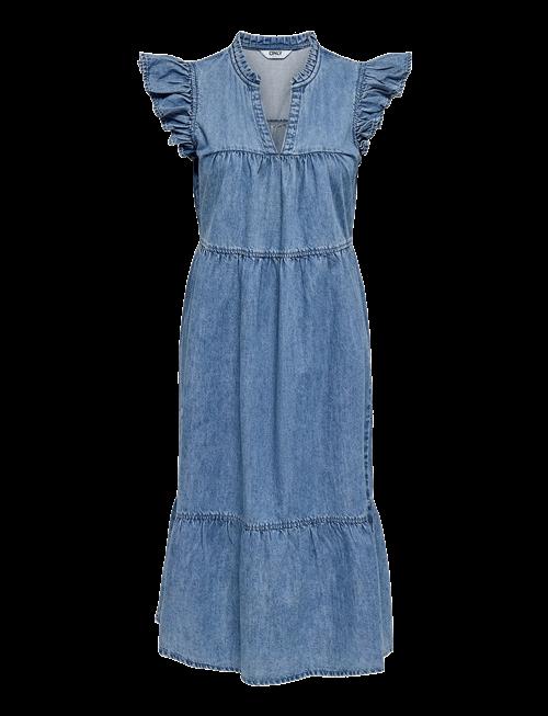 ONLY | Onlshania S/L Frill Midi Dnm Dress Akm | M