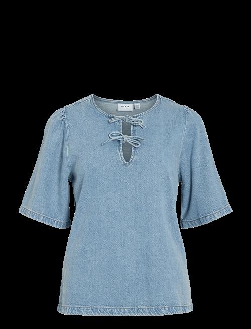 Vila | Vikiki O-Neck 2/4 Tie Denim Top | 38