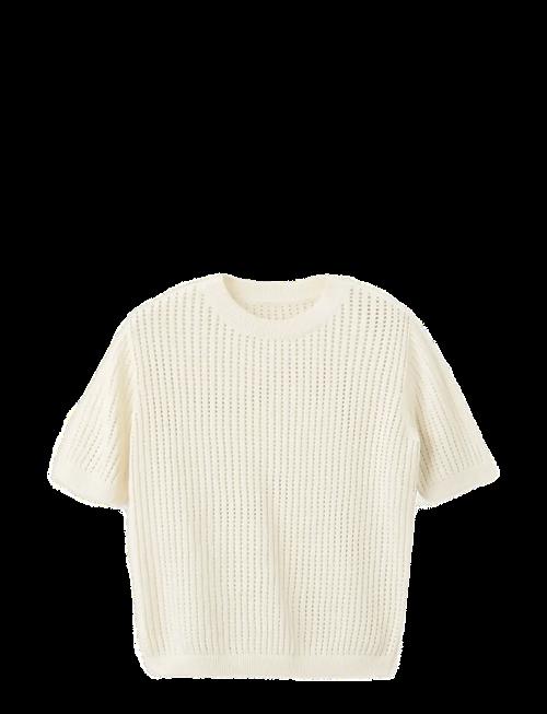 Mango | Short-Sleeved Openwork Knitted Sweater | S