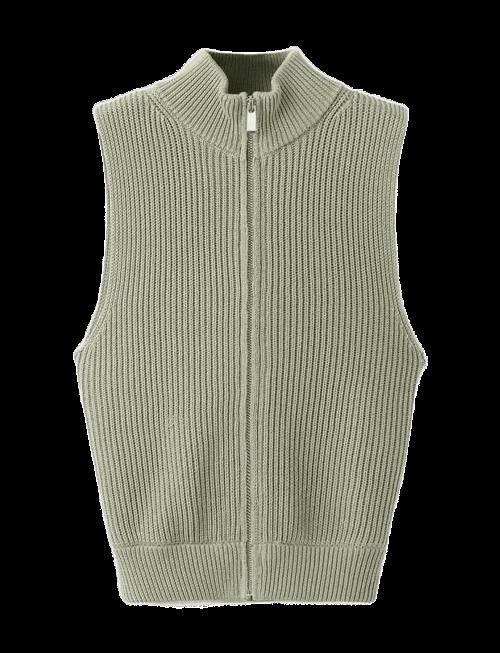 Mango | Ribbed Knitted Top With Zip | L
