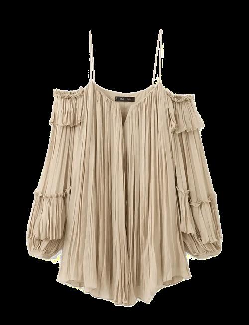 Mango | Pleated Short Dress With Bateau Neckline | M