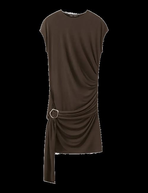 Mango | Ruched Bodice Brooch Dress | M