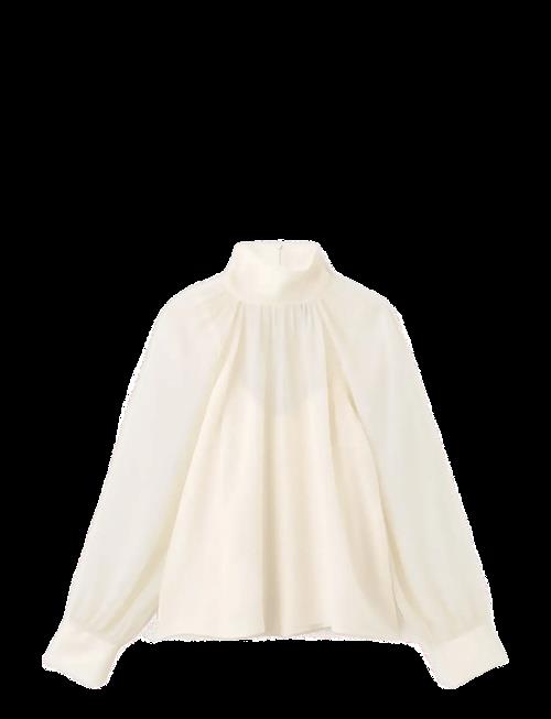 Mango | High-Neck Semi-Transparent Blouse | L