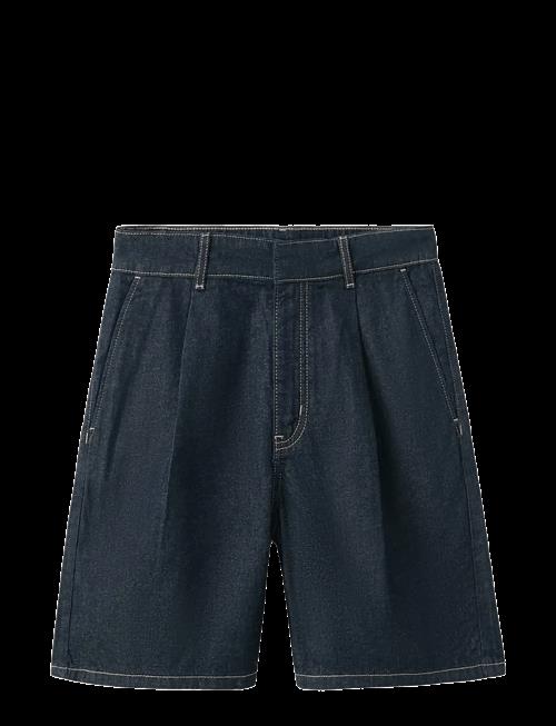 Mango | Mid-Rise Denim Bermuda Shorts With Pleats | 40