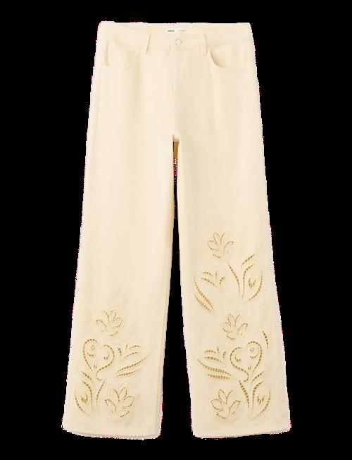 Mango | Embroidered Cut-Out Straight Jeans | 32