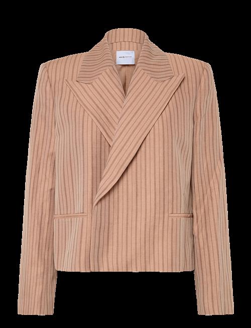 Mango | Linen Cropped Striped Blazer | M