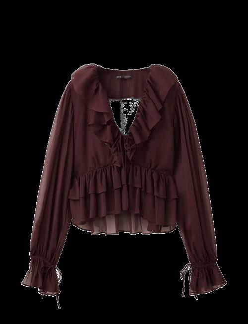 Mango | Fluid Ruffled Blouse | M