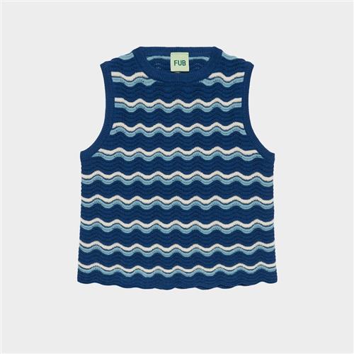 FUB Pointelle-vest Deep Indigo  Deep Indigo 80 cm Uld Blå  80 cm  Drenge