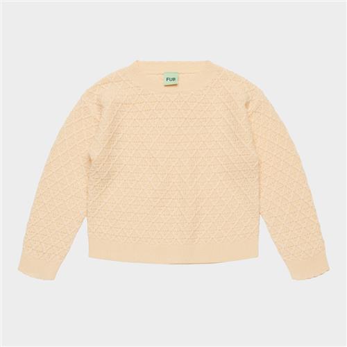 FUB Striktrøje Med Struktur Creme  Creme 100 cm Uld Creme  100 cm  Drenge, Piger