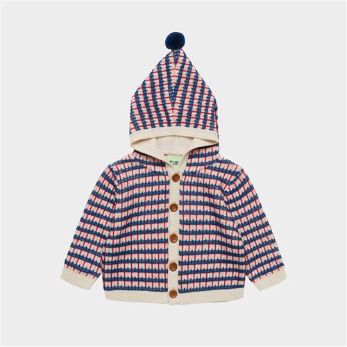 FUB Baby-cardigan I Flere Farver Ercu Deep Indigo Classic Red  Ercu Deep Indigo Classic Red 68 cm Uld Creme  68 cm  Drenge, Piger