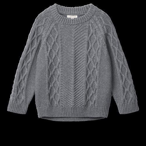 Liewood Ari Cotton Knit Jumper Grey Melange Grey Melange 122/128 cm  Grå  122/128 cm  Drenge, Piger