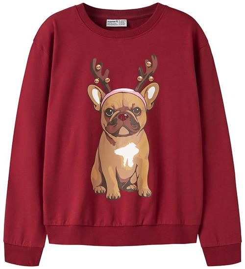 Name it Sweatshirt - NkfVrasab - Red Dahlia/French Bulldog