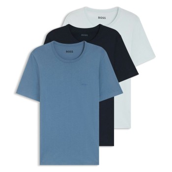 BOSS 3P Classic Regular Fit Crew Neck T-Shirt Blå/Blå bomuld X-Large Herre