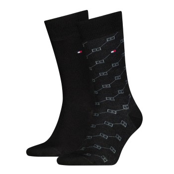 Tommy Hilfiger Strømper 2P Men Flag AOP Sock Sort Str 43/46 Herre