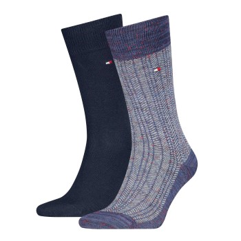 Tommy Hilfiger Strømper 2P Men Herringbone Sock Navy Str 43/46 Herre