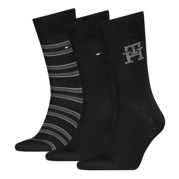 Tommy Hilfiger Strømper 3P Men Monogram Socks Gift Box Sort Str 43/46 Herre