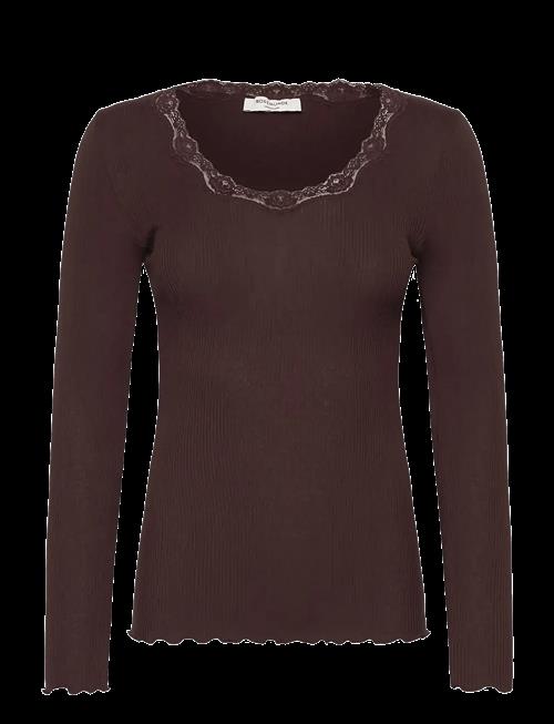 Rosemunde | Rwbabette Silk Ls U-Neck Lace T-Shirt | XL