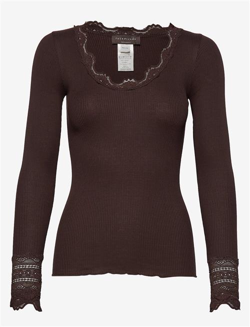 Rosemunde | Rwbenita Silk Ls O-Neck Lace T-Shirt | L