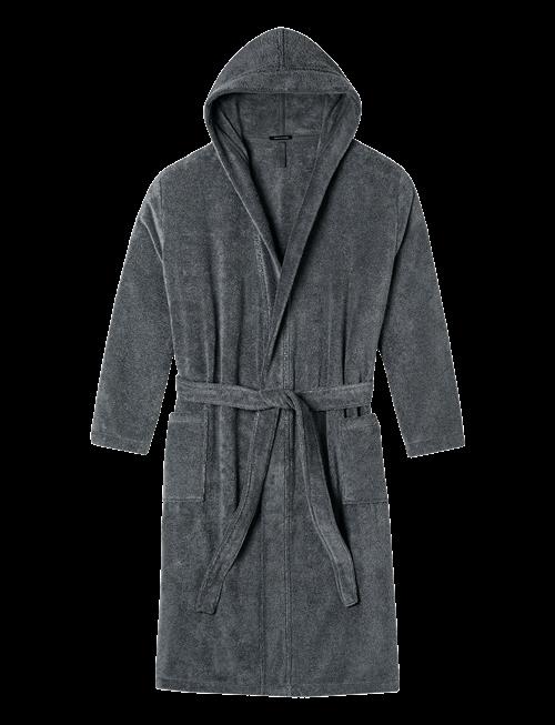 Schiesser | Navy Blue Terry Towelling Bathrobe - Essentials | L