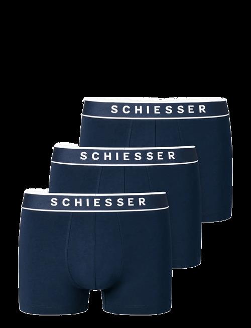 Schiesser | 3-Pack Shorts With Woven Elastic Waistband, Dark Blue - 95/5 | M