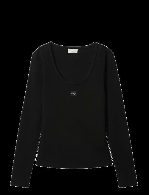 Calvin Klein Jeans | Ls Woven Label 2X2 Baby Rib Scoo | S