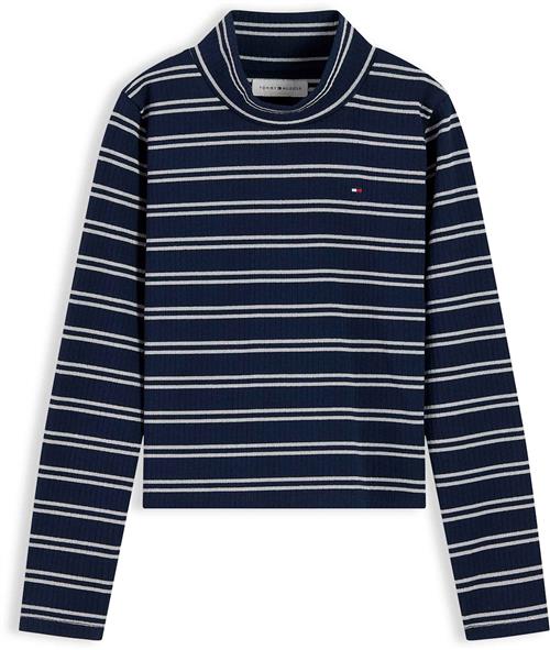 Tommy Hilfiger Langærmet Bluse Med Ribkant Dark Blue Stripe  Dark Blue Stripe 8 Y  Blå  8 år  Drenge, Piger