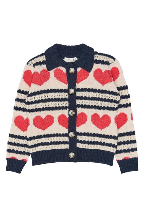The New Vallie Cardigan Gardenia Striped  Gardenia Striped 9-10 Y  Hvid  9-10 år  Piger