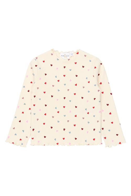 The New Siblings Vera T-shirt Med Ribkant Gardenia  Gardenia  98 cm  Hvid  98 cm  Piger