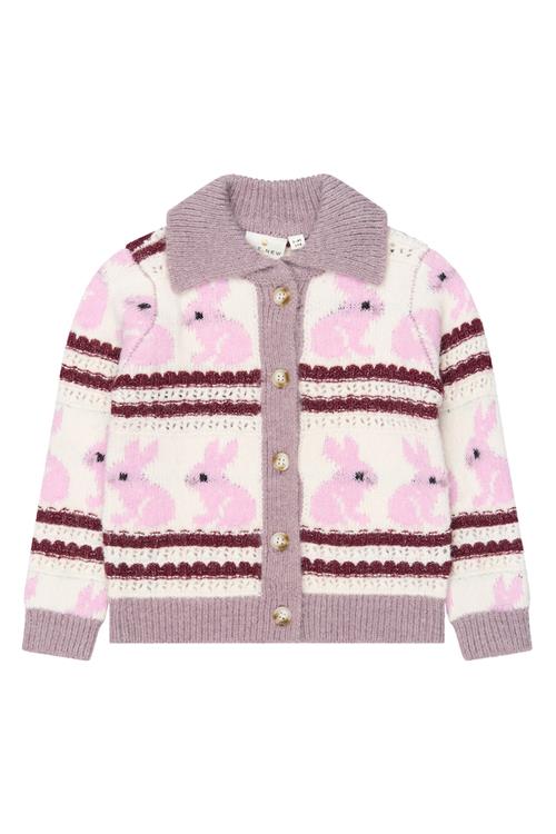 The New Siblings Val Cardigan Gardenia Striped  Gardenia Striped 92 cm  Hvid  92 cm  Piger
