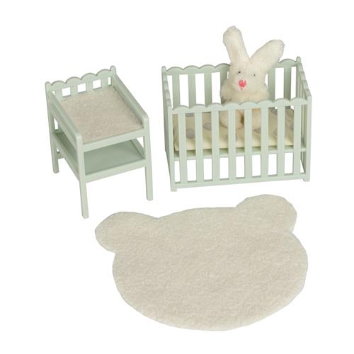 Lundby Crib & Changing Table Green White Green White One Size  Grøn  One Size 3+ Years Drenge, Piger