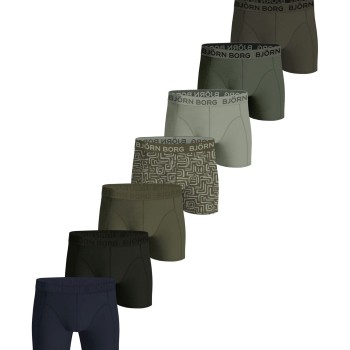 Björn Borg 7P Cotton Stretch Boxer Grøn/Brun bomuld Medium Herre