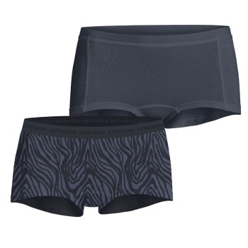 Björn Borg Trusser 2P Double Everyday Cotton Boxer Shorts Sort/Grå bomuld Medium Dame