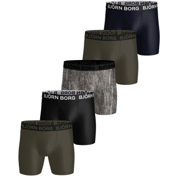 Björn Borg 5P Sports Microfiber Boxer Trunks Grøn/Brun polyester Medium Herre