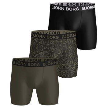Björn Borg 3P Sports Microfiber Boxers Sort/Grøn polyester Large Herre