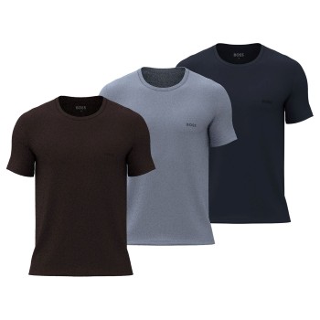 BOSS 3P Classic Regular Fit Crew Neck T-Shirt Blå/Brun bomuld Medium Herre