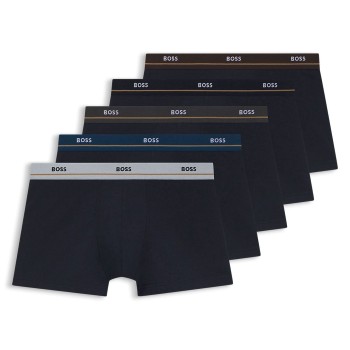 BOSS 5P Essential Trunks Sort/Blå bomuld Medium Herre