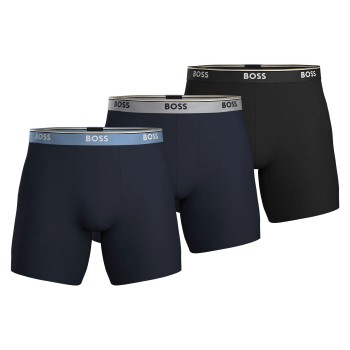 BOSS 3P Power Boxer Brief Long Sort/Blå bomuld Small Herre