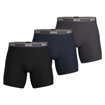 BOSS 3P Power Boxer Brief Long Grå/Blå bomuld Large Herre