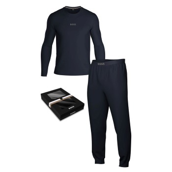BOSS Xmas Long Pyjama Set Mørkblå bomuld Large Herre